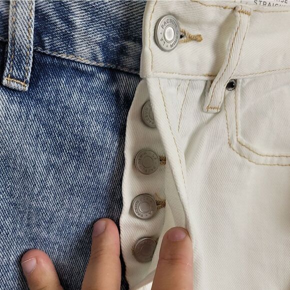 NWT- PACSUN Two-Tone Distressed High Waisted Straight Leg Jeans - Picture 8 of 13